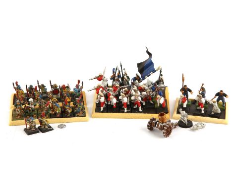Empire of Man Collection. Warhammer. Including 25 painted white metal Halflings. a painted plastic Mortar and crew of three f
