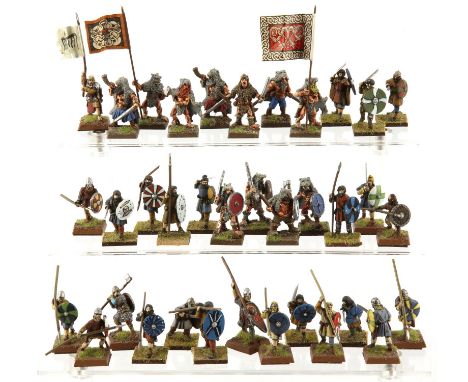 A collection of painted Norse / Empire / Norsemen, white metal Citadel Miniatures created for Warhammer Games Workshop. Total