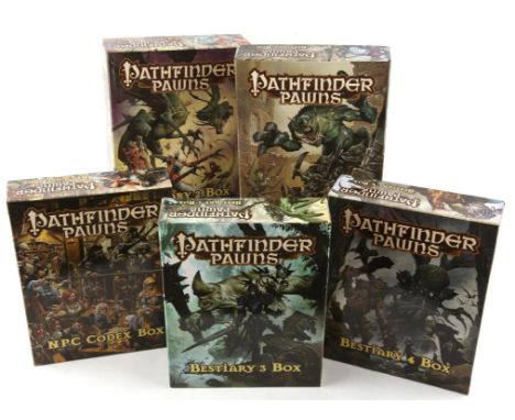Pathfinder Pawns. Pathfinder Roleplaying Tabletop Game. 5 box sets and box file with beast cards / tokens. All opened. Sets n