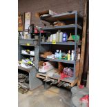 FIVE TIER SHOP SHELF WITH CONTENTS 48" X 24" X 72"