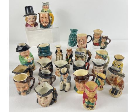 A collection of 28 assorted miniature and small sized ceramic character jugs. To include: Lancaster Sandland, Wood Potters of