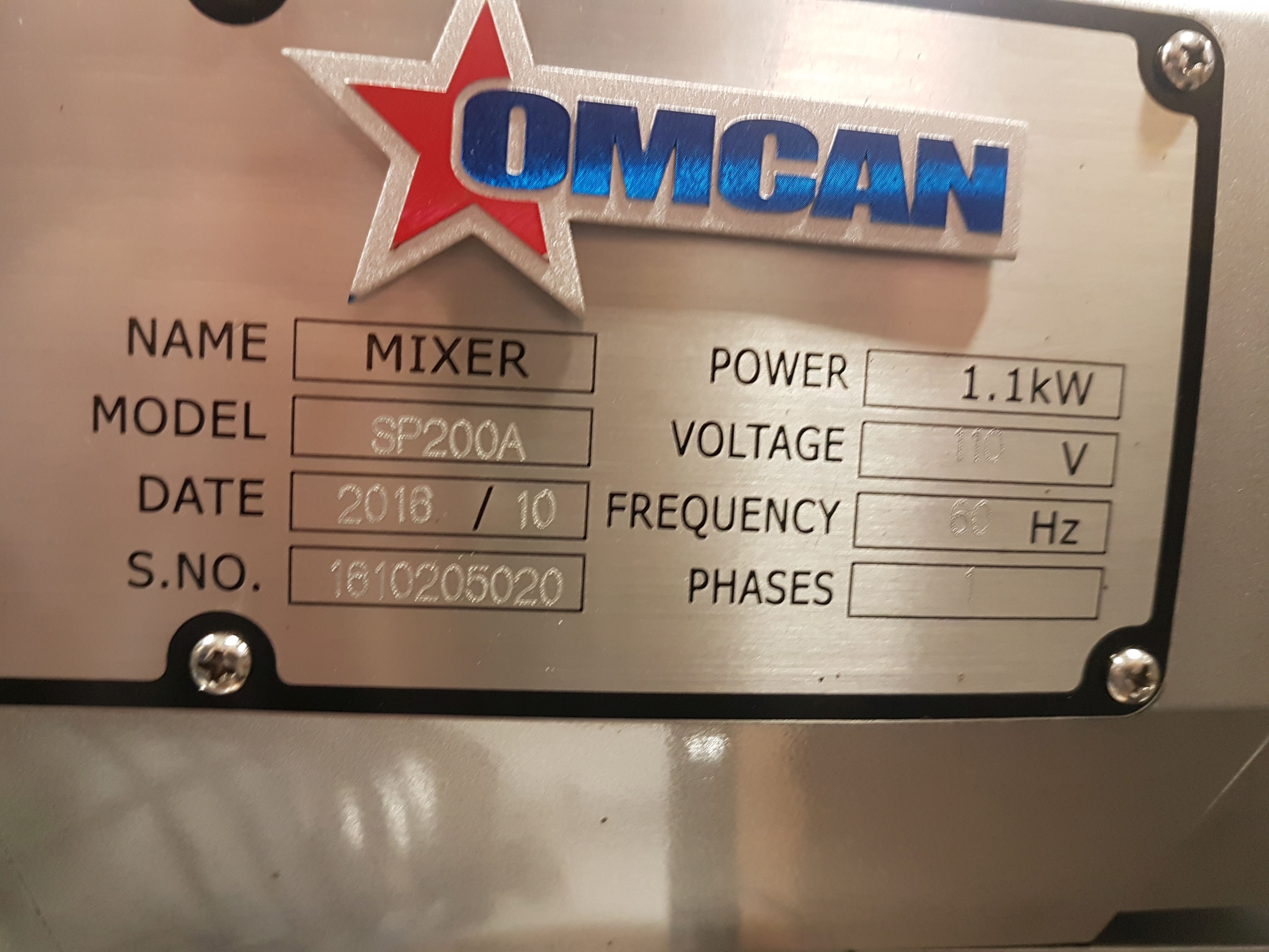 Omcan 20 QT Mixer Model SP200A, New