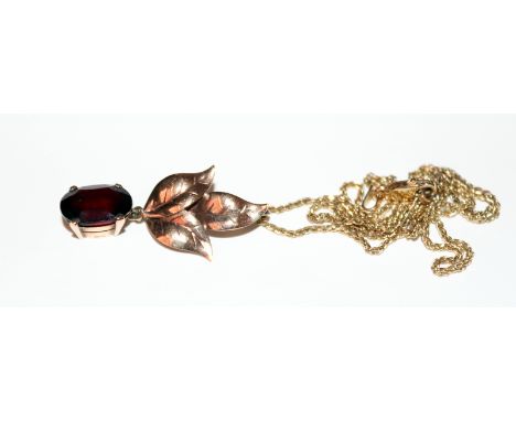 Hallmarked 9ct Gold Ruby Necklace On 9ct Chain 