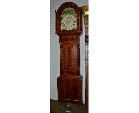 A mahogany eight-day longcase clock, 19th century, 13" arch painted dial signed Henry Jackson, Newcastle, movement striking o