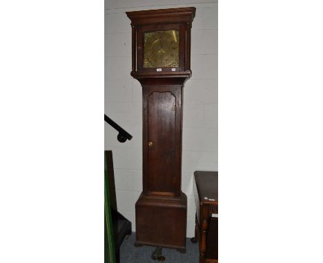 A thirty hour oak longcase clock, late 18th century, 12" square brass dial with chapter ring signed Will Snow numbered 749, t