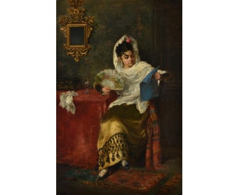 
	
		Joaquin Damis Cortes (Spanish 1842-1920)
		Portrait of a Spanish lady
		Oil on canvas 
		Signed and dated 94 (lower left