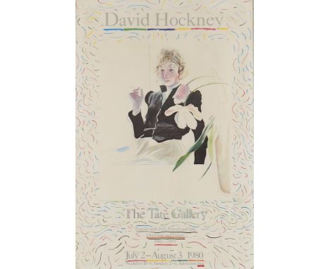 
	
		After David Hockney- poster for The Tate Gallery 1980 'Travels with Pen, Pencil and Ink / Drawings and Prints 1961-1979'