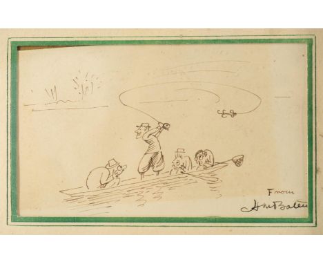 
	
		λ&nbsp;Henry Mayo Bateman (1887-1970) 
		Thanks Awfully- The Angler
		Pen and ink
		Signed, postcard dated March 1936
		