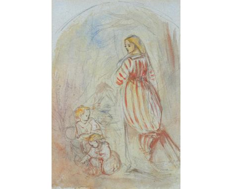 
	
		Louisa Marchioness of Waterford (1818-91) 
		Sketch- woman and two children,
		Coloured pencils
		Unsigned
		27.5 x 19cm