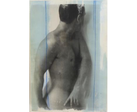 
	
		A contemporary mixed media print titled 'Standing Nude', signed indistinctly, titled and numbered 1/6, 90 by 62cm; and a