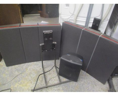A pair of Bang &amp; Olufsen Red Line speakers, type 6503, on stands, together with an Ent small speaker 