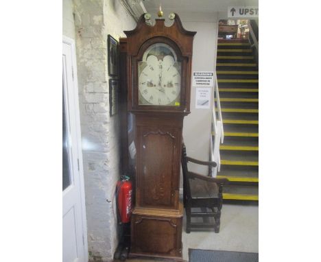 A George III eight day longcase clock with cross banded decoration and painted dial 225cm high 