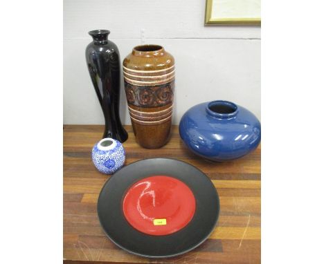 Ceramics to include a West German vase, 43cm h and a Poole pottery charger, 35cm dia 