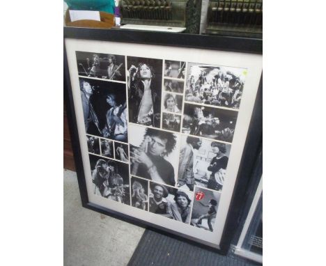 A Rolling Stones collage of rare photos, framed and glazed 