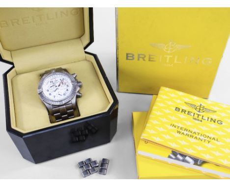 BREITLING CHRONO AVENGER M1 TITANIUM CHRONOGRAPH WRISTWATCH, ref. E73360, c. 2005, white dial with raised Arabic numerals, wh