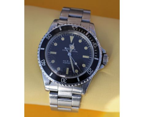 ROLEX OYSTER PERPETUAL SUBMARINER BRACELET WATCH, ref. 5513, ser. no. 3852***, c. 1974, stainless steel, automatic movement, 