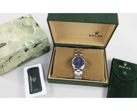 ROLEX OYSTER PERPETUAL AIR-KING AUTOMATIC BRACELET WATCH, ref. 5500, ser. no. L645***, circa 1990, stainless steel, blue dial