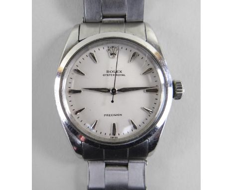 ROLEX OYSTER ROYAL PRECISION STAINLESS STEEL WRISTWATCH, ref. 6427, circa 1959, serial no. 45xxx, silvered dial with applied 