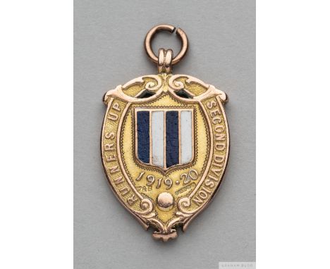 Tom Wilson 9ct gold and enamel 1919-20 2nd Division Runners-Up medalthe obverse inscribed HUDDERSFIELD TOWN A.F.C., T. WILSON
