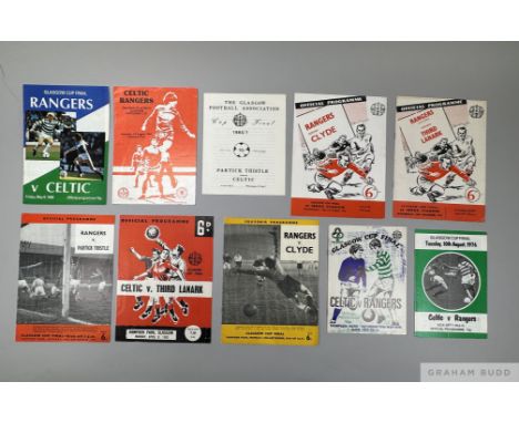 Fourteen Glasgow Cup Final and Semi Final match programmes, 1956 to 1986and four ticket stubs, teams include Celtic, Third La