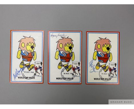 England World Cup 1966 three signed World Cup Willie FDC's, official issue of Football Association, signed by Bobby Moore, Al