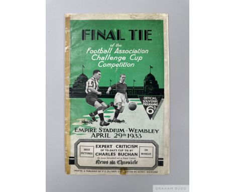 Programme fully autographed in ink by Everton 1933 Cup Final,&nbsp;
Everton v Manchester City played on 29th April 1933, clea