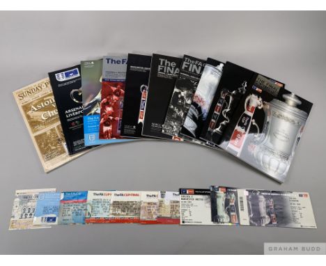 A run of ten F.A. Cup Final programmes, 2000 to 2009 played at Wembley and Millennium Stadiumall with ticket stubs (20)