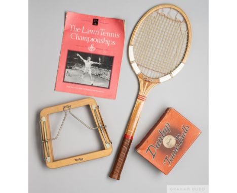 Lawn Tennis Dunlop collection including the 1951 Festival of Britain Wimbledon programme, sold with a Dunlop Maxply tennis ra