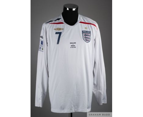 David Beckham 17 England 2009 2010 home shirt jersey white Umbro size M