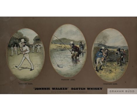 Three cricket advertisements, comprising George Hirst's Yorkshire Toffee and Treacle Toffee advertisement poster, mounted, gl