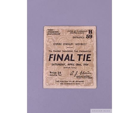 F.A. Cup Final ticket for Manchester City v Portsmouth, 28th April 1934No.930