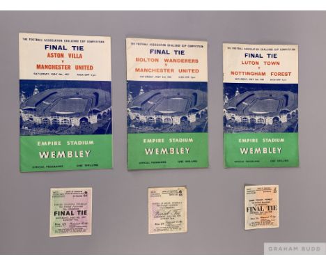 A run of three F.A. Cup Final programmes, 1957, 1958 and 1959 all played at Wembleyall with ticket stubs (6)