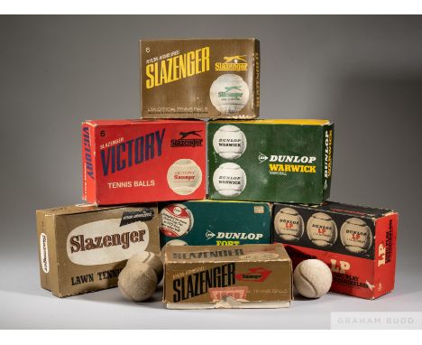 Large collection of vintage tennis balls, mostly Dunlop and Slazenger in original boxes, complete or part-sets, also some emp