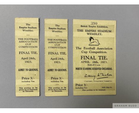 A rare unused 1923 F.A.Cup final ticket, No.390in three sections, in very good condition, no staining or creases