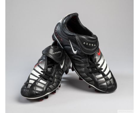 Pair of vintage Nike AirZoom football boots UK size 8 1/2, black, white and red, unworn