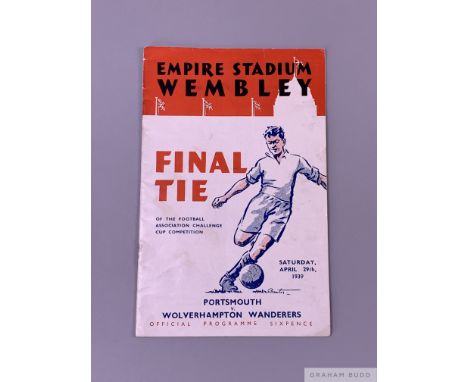 F.A. Cup Final programme Portsmouth v Wolverhampton Wanderers, played at Wembley Stadium, 29th April 193924-page, rust staple