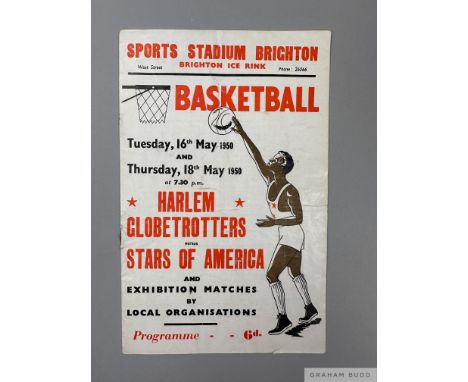 Basketball: Harlem Globetrotters programme first ever match played in the UK at Brighton Ice Rink on 16th & 18th May 1950,v S