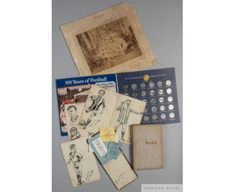 Collection of general sporting ephemera to include Arsenal 1936 autographs,also includes a complete set of Esso FA Cup Centen