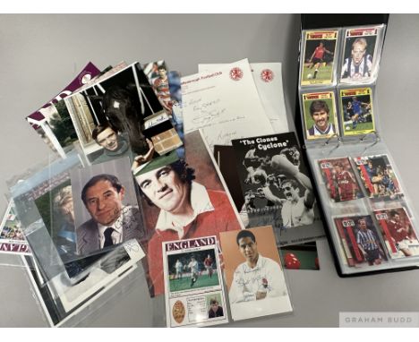 A collection of various vintage and modern football player autographsincluding Tommy Lawton, George Male, Wilf Mannion, Stan 