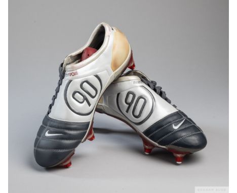 Pair of vintage Nike AirZoom T90111 SG Salesman Samples, size 9, Lt graphite and white, circa 2003, in original bag