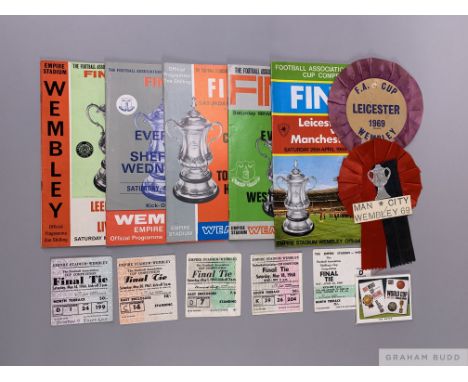 A run of five F.A Cup Final programmes, 1965, 1966, 1967, 1968 and 1969 all played at Wembleyall with ticket stubs, 1966 Worl