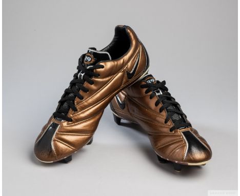 Pair of vintage Nike Mercurial Match R9 Salesman Samples football boots, size 9, copper, pearl white and black