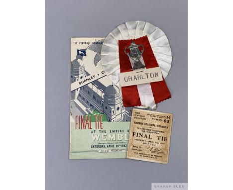 F.A. Cup Final programme Burnley v. Charlton Athletic played at Wembley, 26th April 1947some slight cover staining with ticke