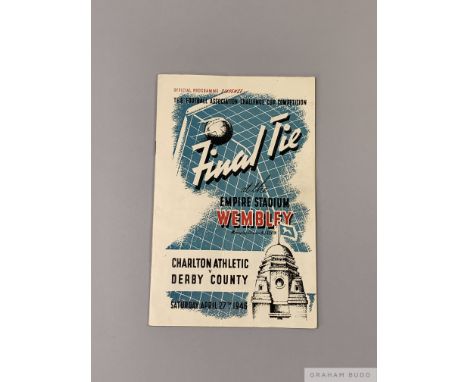 F.A. Cup Final programme Charlton Athletic v. Derby County played at Wembley, 27th April 1946signs of folds with ticket stub 