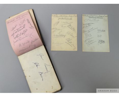 Tom Wilson an autograph album, 1940sincluding team autographs Polish Army XI, Hudderfield Town, 2nd Team, R.A.F. side, Newcas