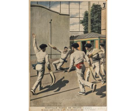 Pelota, a large print showing a game of Pelota at Neuilly-sur-Seine, circa 1907, Le Petit Journal 26th May 1907, mounted, 53.