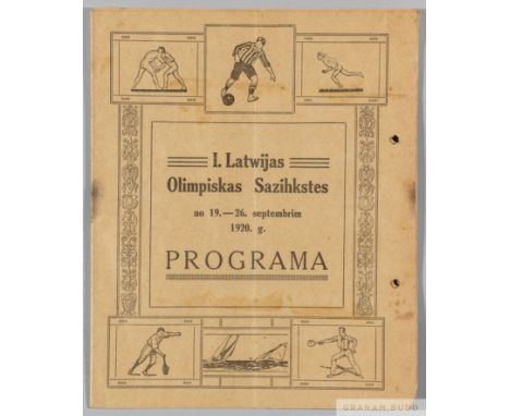 A rare Latvian Olympic Games programme 19th to 26th September 1920,24-page paper programme with text in Latvian, featuring at