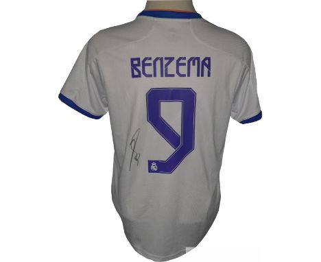 Youth adidas Karim Benzema Blue Real Madrid 2021/22 Away Replica Player  Jersey