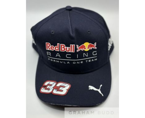 Max Verstappen (Netherlands) signed Red Bull Racing Collection,includes signed Navy Blue Red Bull Racing Cap, signed on peak 