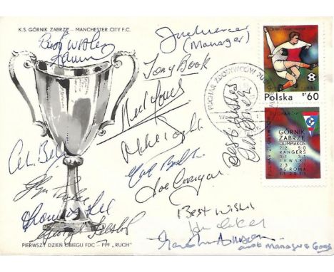 Manchester City 1969-70 European Cup Winners Cup Final team signed Polish FDC featuring 14 autographs of the City squad, also